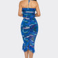 Tropical Waters Print Mesh Ruffle Halter Skirt Set - Taylor Rouge
