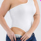 Plus size one shoulder solid casual bodysuit