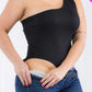 Plus size one shoulder solid casual bodysuit