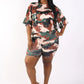 Camo Printed Crop Top And Biker Short Set Taylor Rouge
