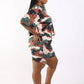 Camo Printed Crop Top And Biker Short Set Taylor Rouge