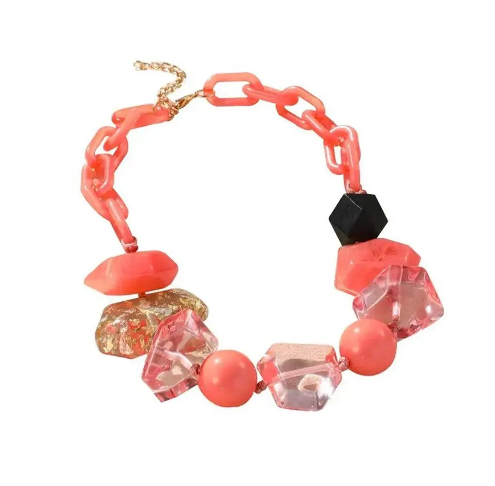 Chunky Beaded Oval Link Necklace Taylor Rouge