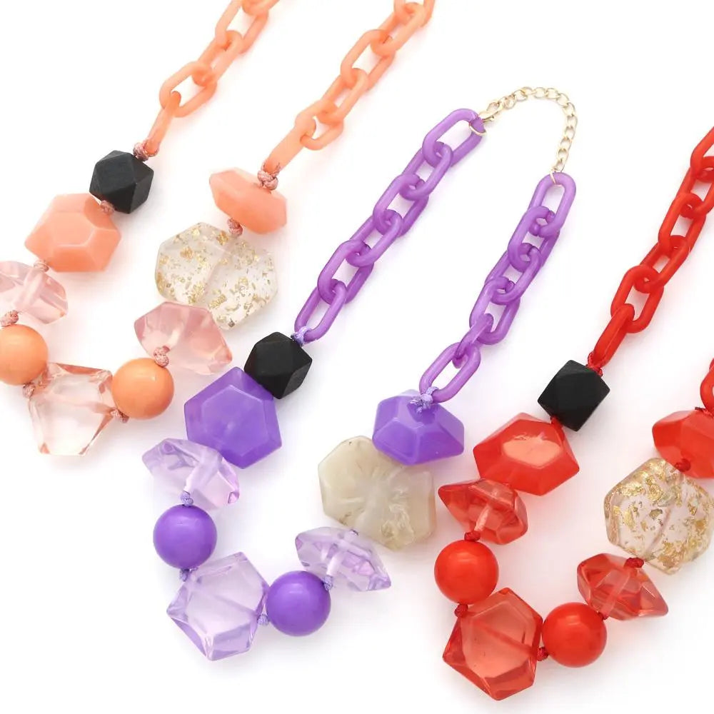 Chunky Beaded Oval Link Necklace Taylor Rouge