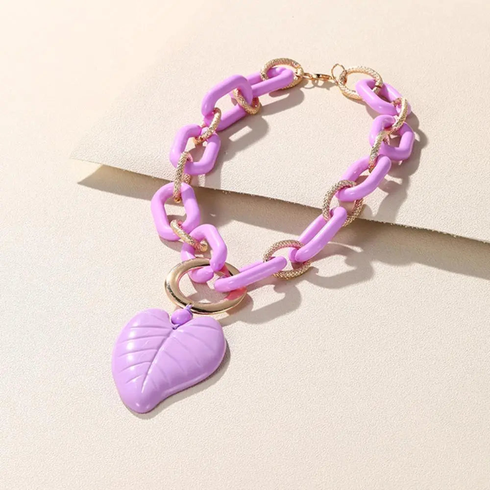 Chunky Color Acrylic Leaf Pendant Necklace Taylor Rouge