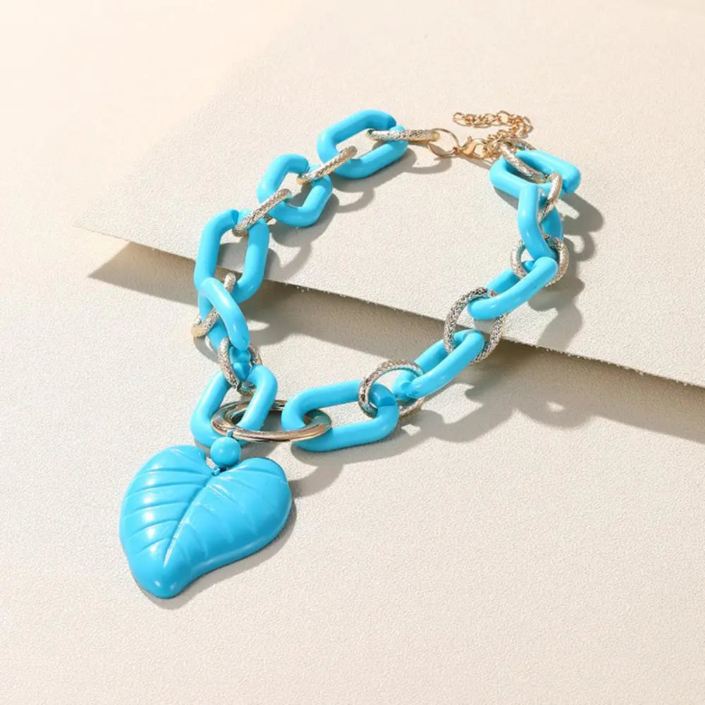 Chunky Color Acrylic Leaf Pendant Necklace Taylor Rouge