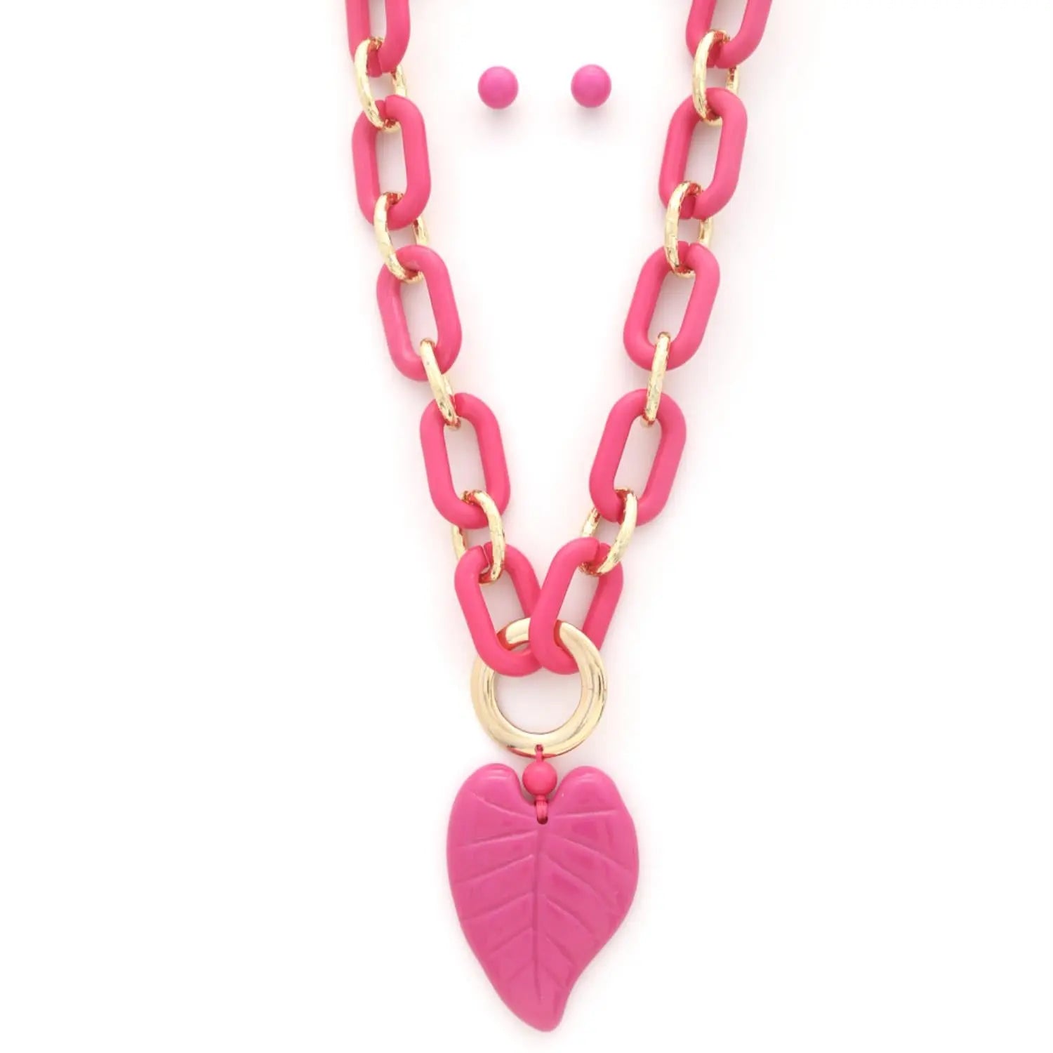 Chunky Color Acrylic Leaf Pendant Necklace Taylor Rouge