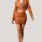 Diagonal Bralette With Cropped Blazer Jacket & Mini Skirt 3pcs Sets - Taylor Rouge
