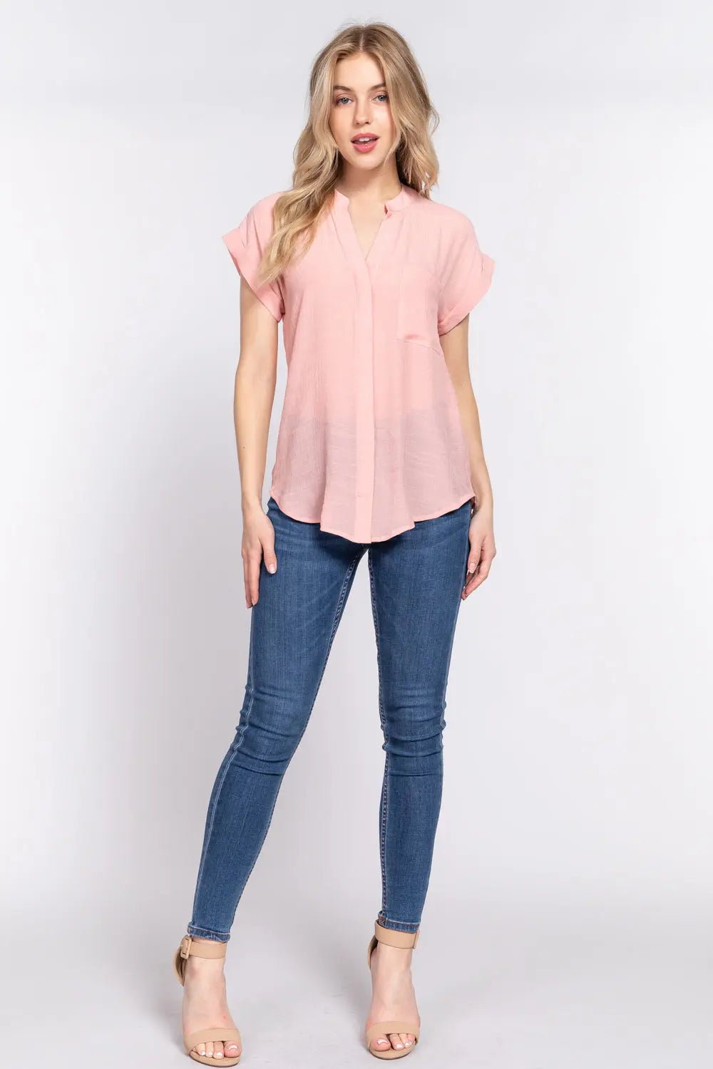 Dolman Slv Button Down Woven Top Taylor Rouge