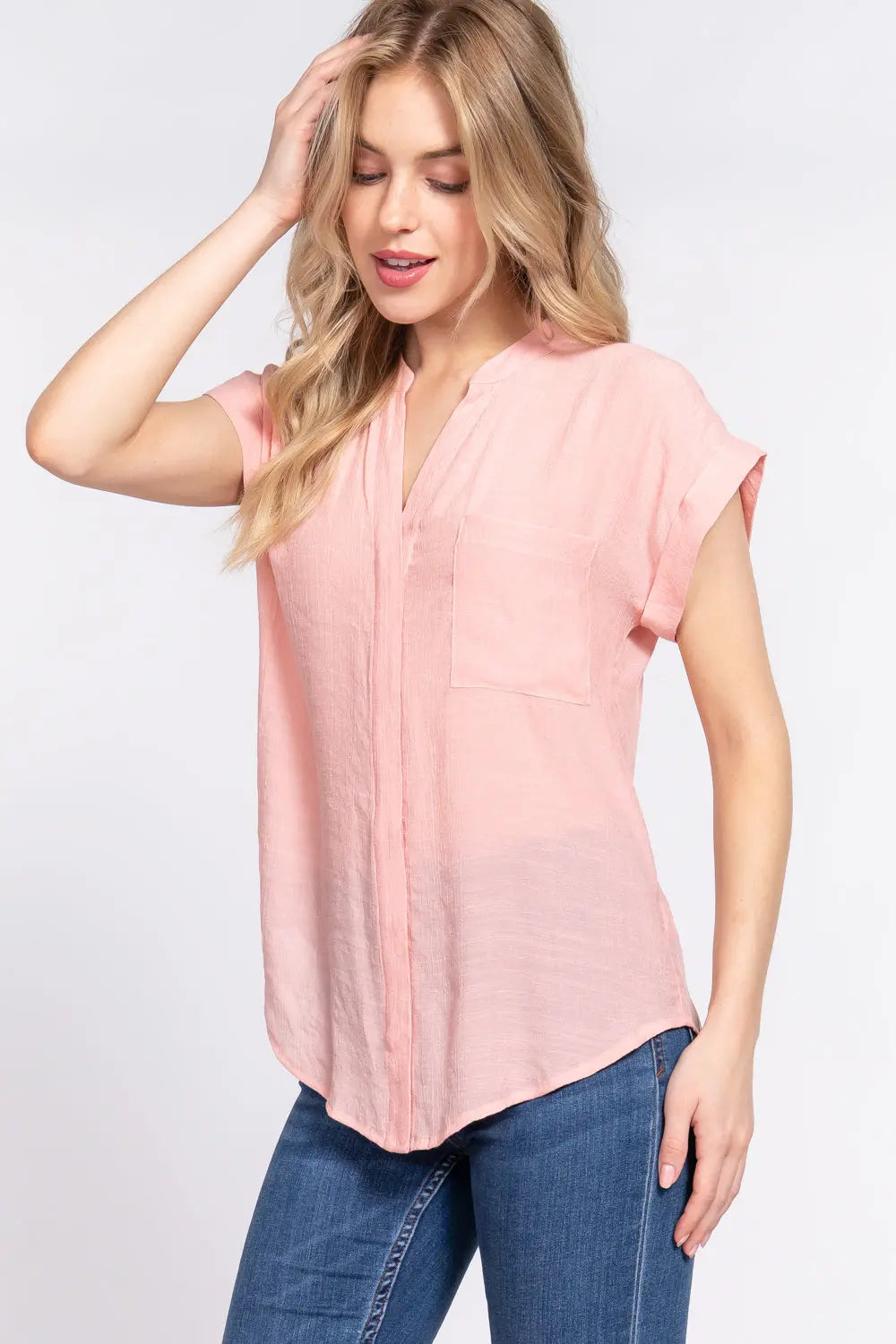 Dolman Slv Button Down Woven Top Taylor Rouge