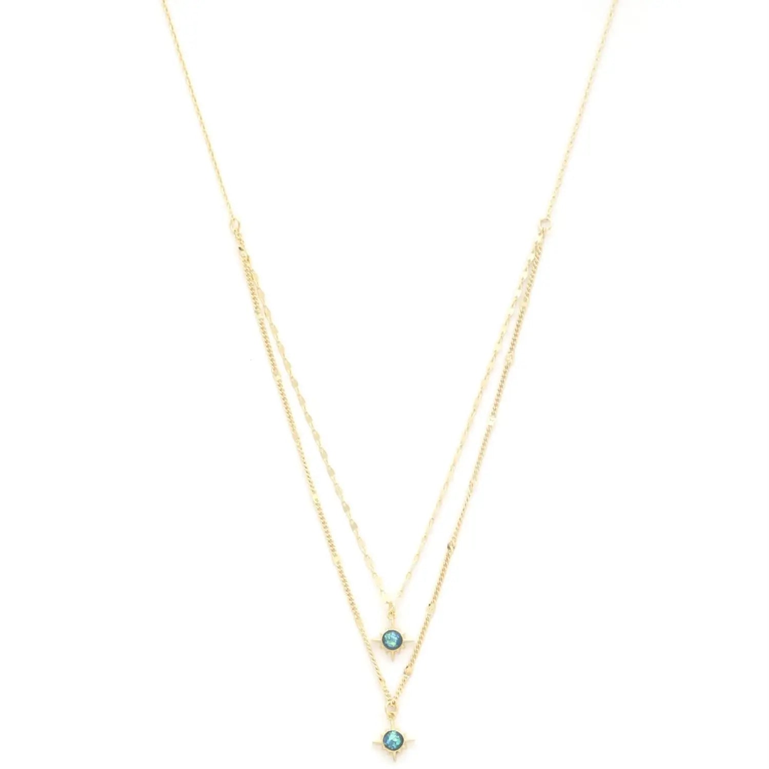 Double Star Crystal Layered Necklace Taylor Rouge