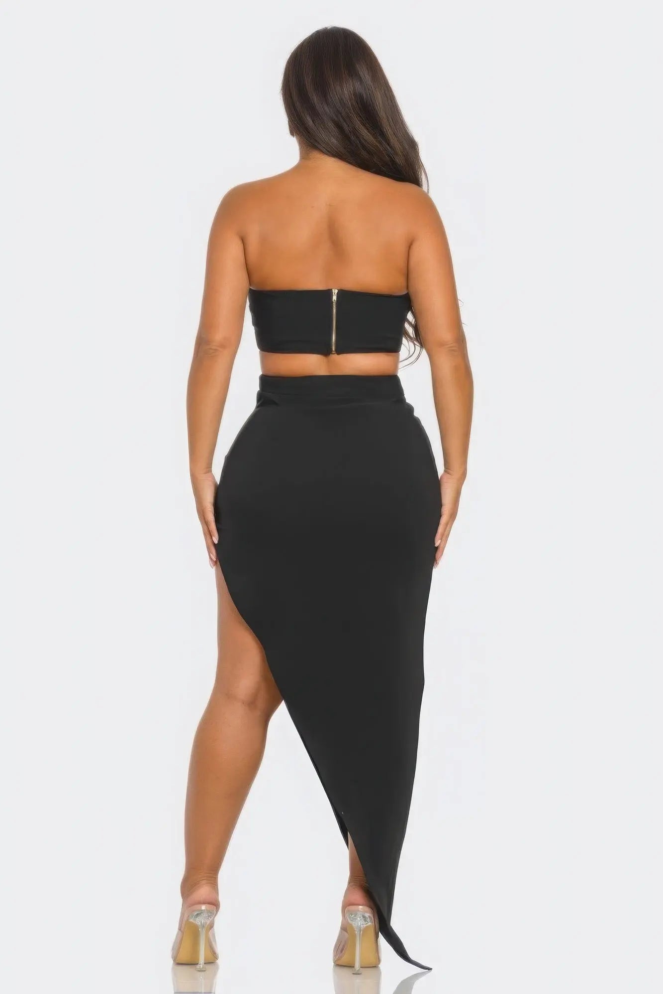 Front Eyelet Buckle Belt Top And Skirt Set Taylor Rouge