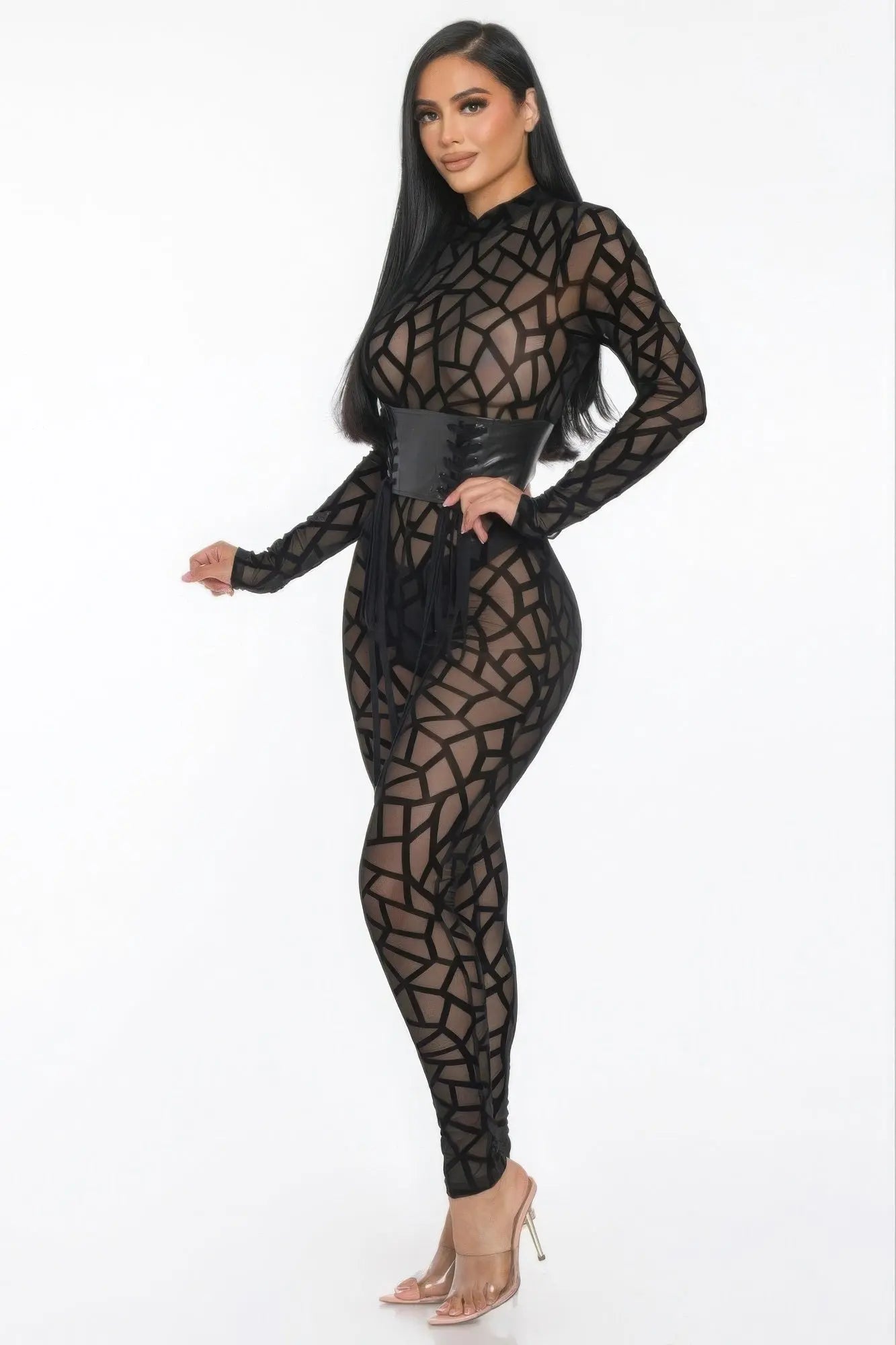 Geometric Printed Jersey Jumpsuit Taylor Rouge