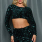 Perfect Night Out Velvet Sequins Skirt Set Taylor Rouge