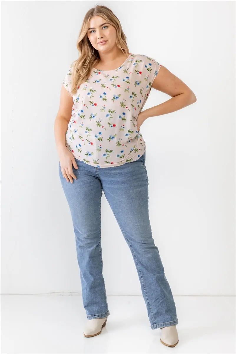 Plus Flower Print Ruched Top Taylor Rouge