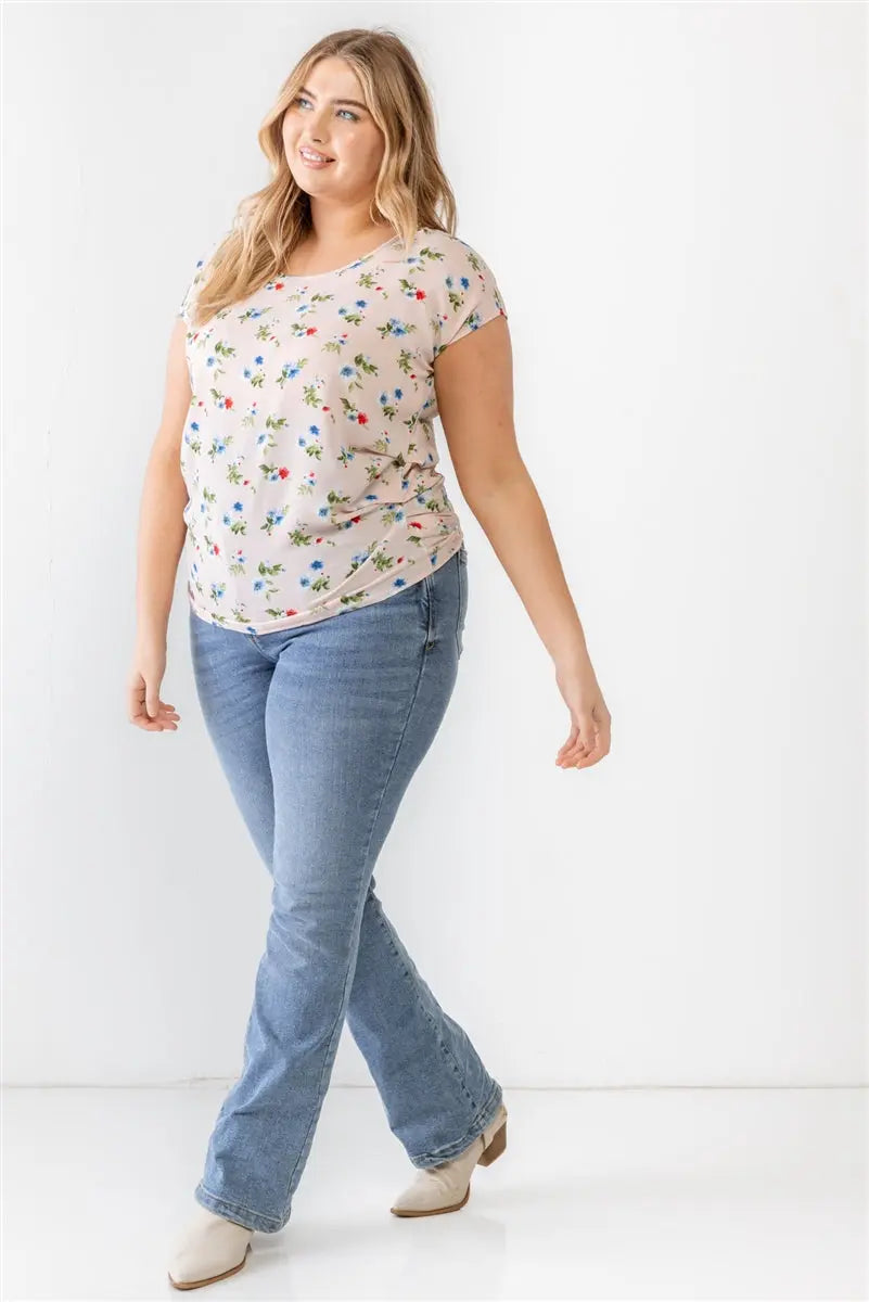 Plus Flower Print Ruched Top Taylor Rouge