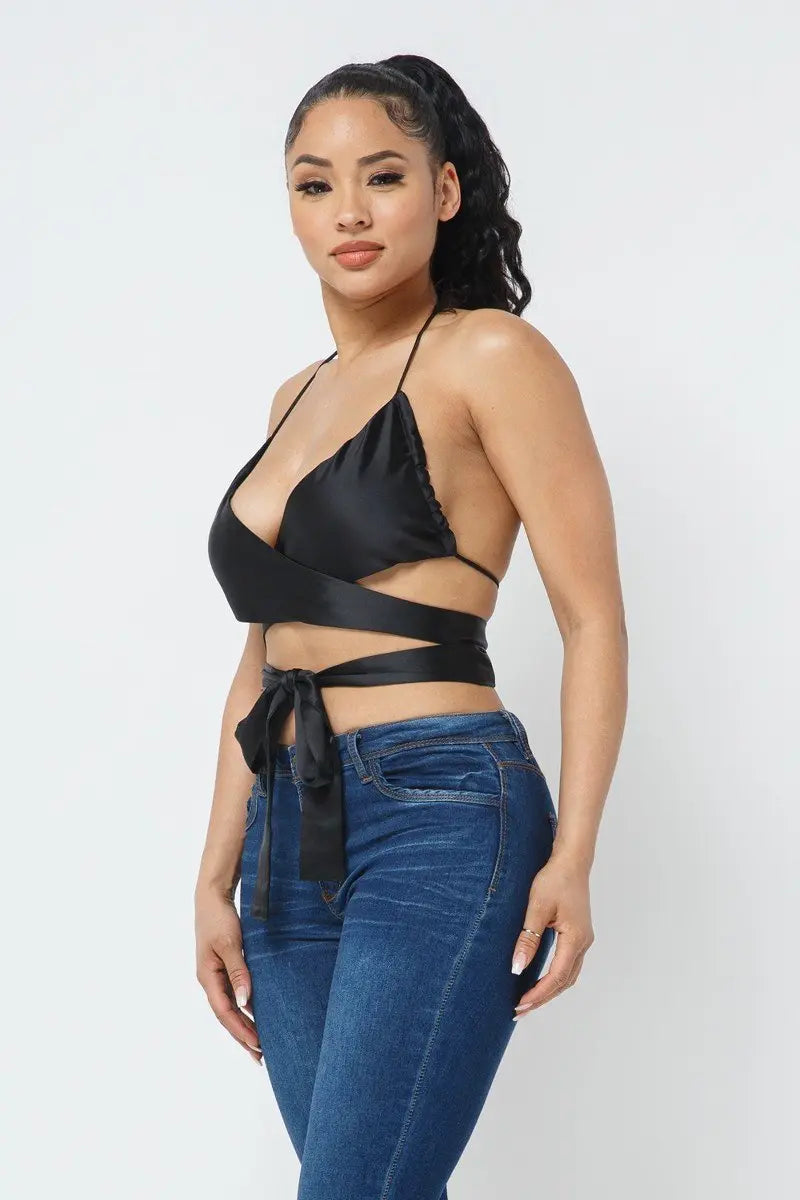 Satin Wrap Around Top Taylor Rouge
