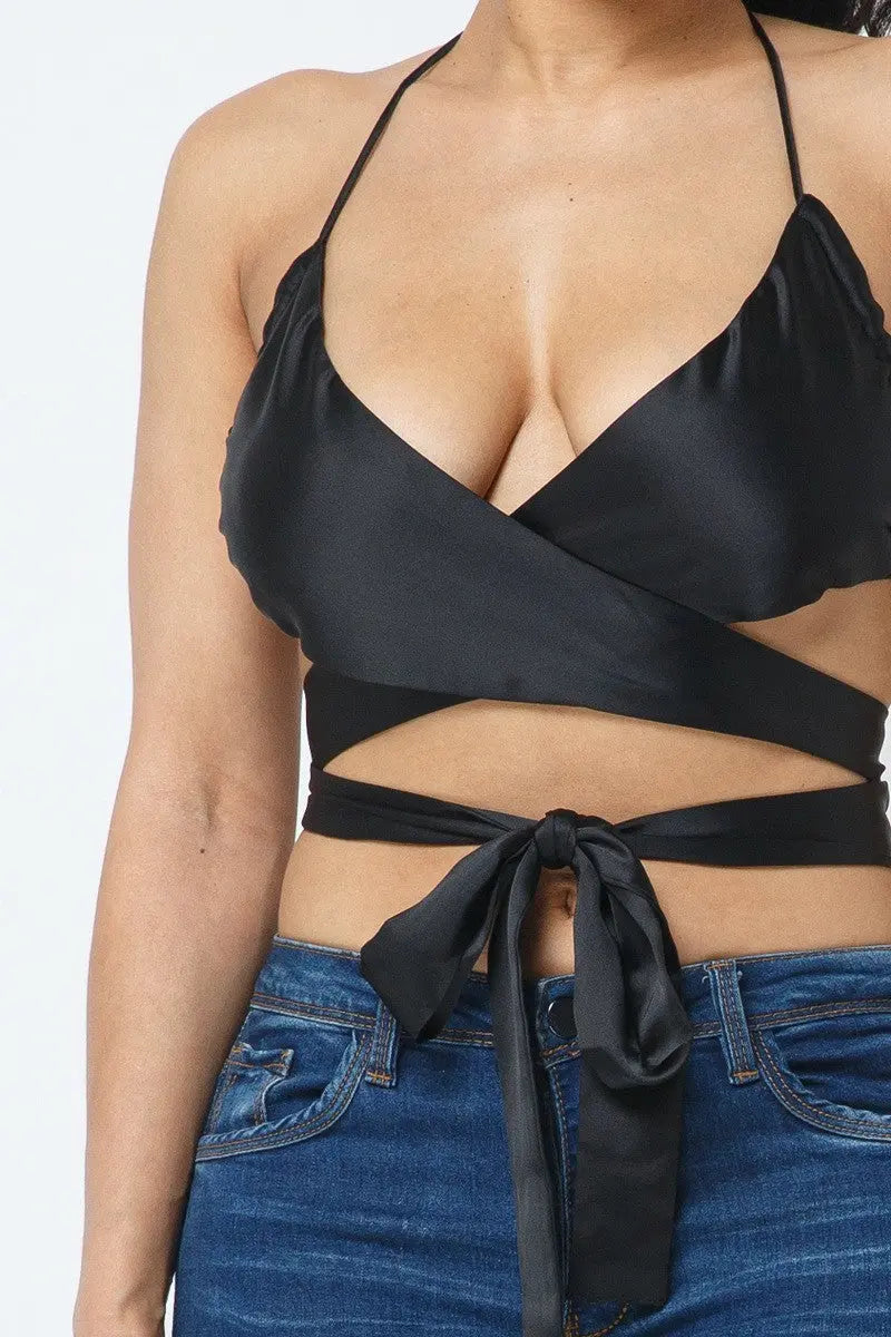 Satin Wrap Around Top Taylor Rouge