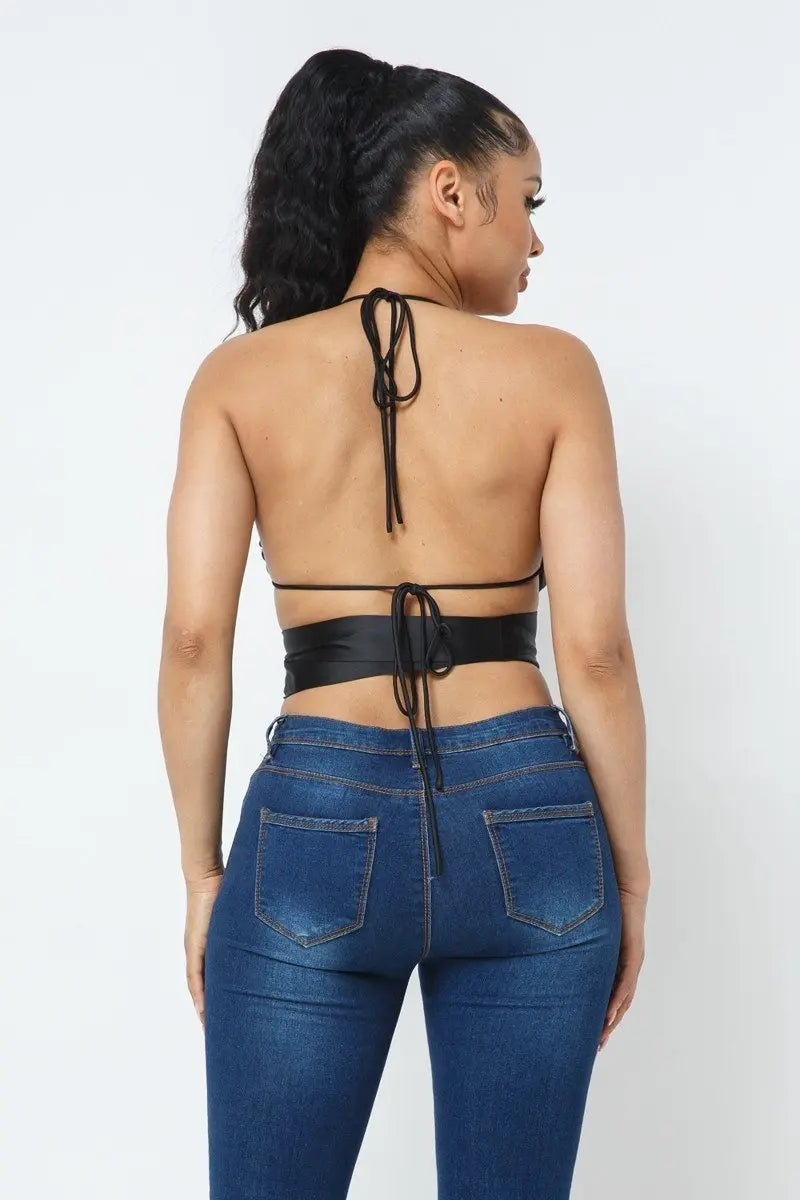 Satin Wrap Around Top Taylor Rouge