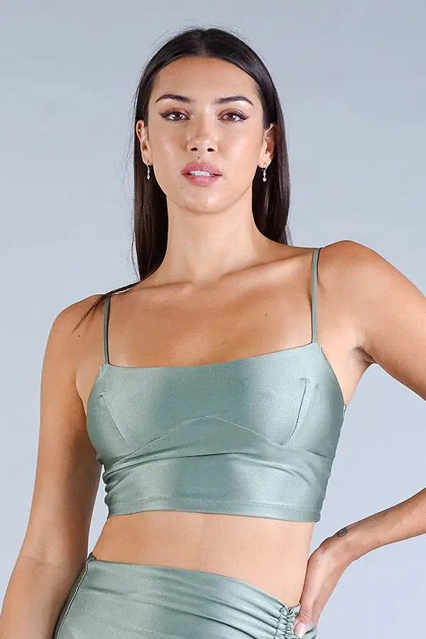 Sexy Spaghetti Strap Darted Under Bust Crop Top Taylor Rouge