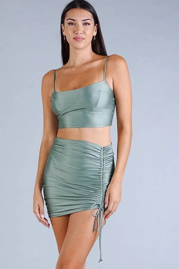 Sexy Spaghetti Strap Darted Under Bust Crop Top Taylor Rouge