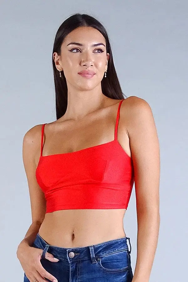 Sexy Spaghetti Strap Darted Under Bust Crop Top Taylor Rouge