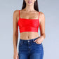 Sexy Spaghetti Strap Darted Under Bust Crop Top Taylor Rouge