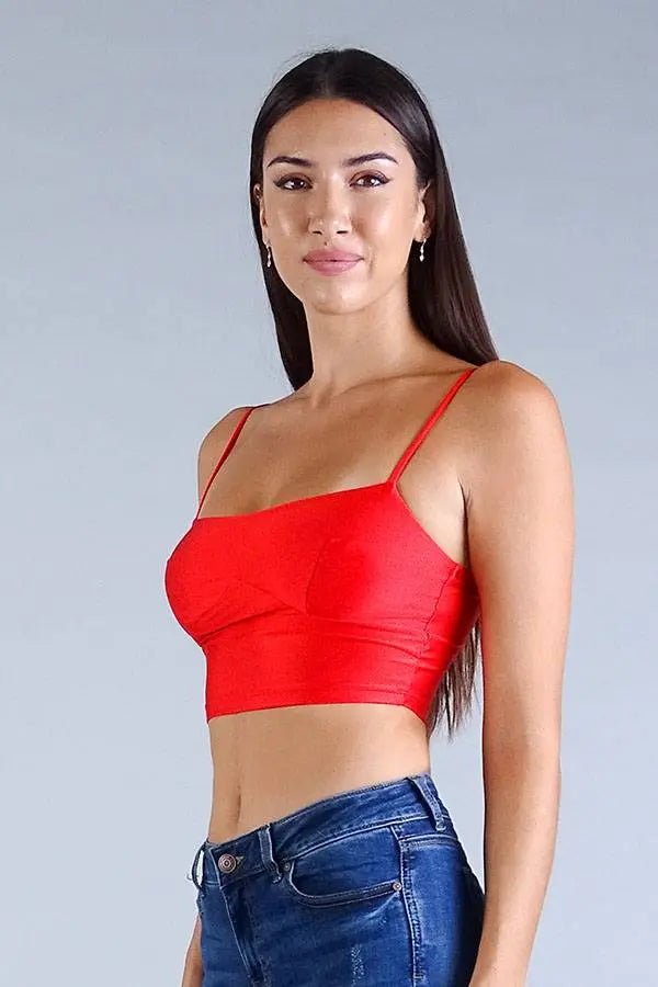 Sexy Spaghetti Strap Darted Under Bust Crop Top Taylor Rouge