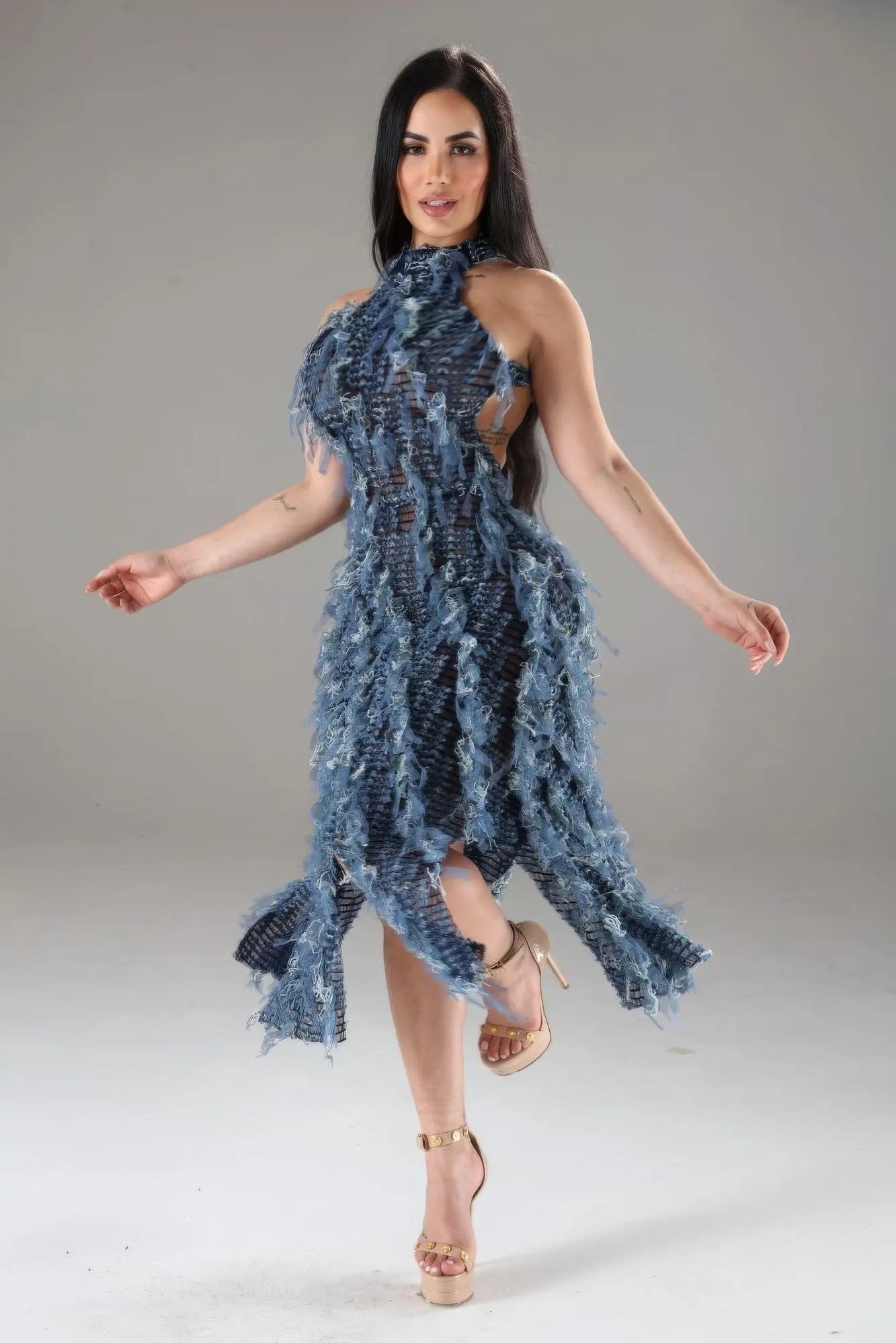 Spicy Halter Ruffled Dress Taylor Rouge