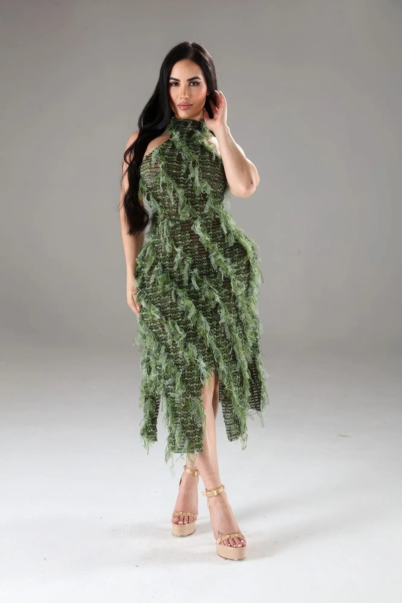 Spicy Halter Ruffled Dress Taylor Rouge