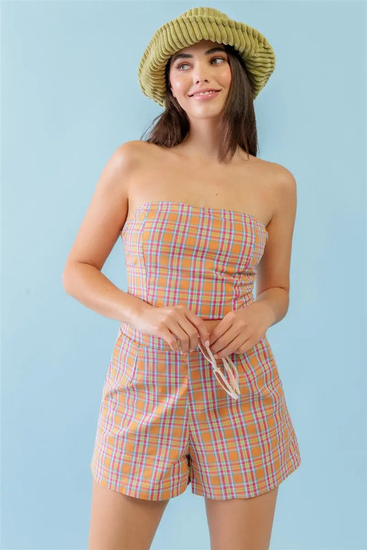 Summer Plaid Shorts Set Taylor Rouge