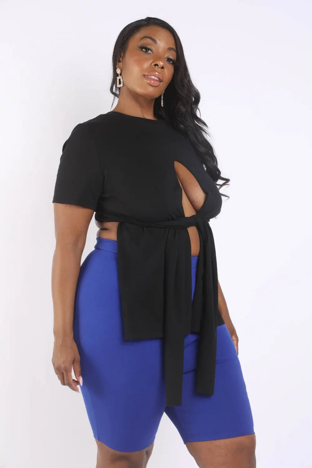 Tie Detailed Slit T Shirt Taylor Rouge