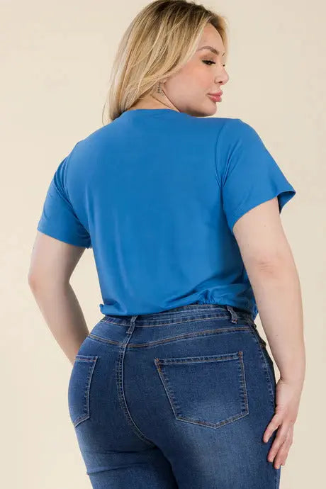 Tie Front Drawstring Short Sleeve Crop Top Taylor Rouge