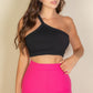 One Shoulder Ribbed Cropped Top