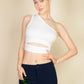 Ribbed Knit Cut Out One Shoulder Crop Top
