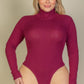 Plus Ribbed Turtle Neck Long Sleeve Bodysuit