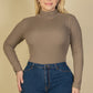 Plus Ribbed Turtle Neck Long Sleeve Bodysuit