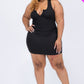Plus Size Ribbed Split Neck Tank Mini Dress