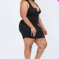 Plus Size Ribbed Split Neck Tank Mini Dress