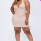Plus Size Ribbed Split Neck Tank Mini Dress