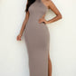Tie Backless Split Thigh Maxi Dress