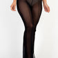 Poly Mesh Front Slit High Waist Flared Pants