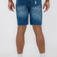 Distressed Stretch Denim Shorts