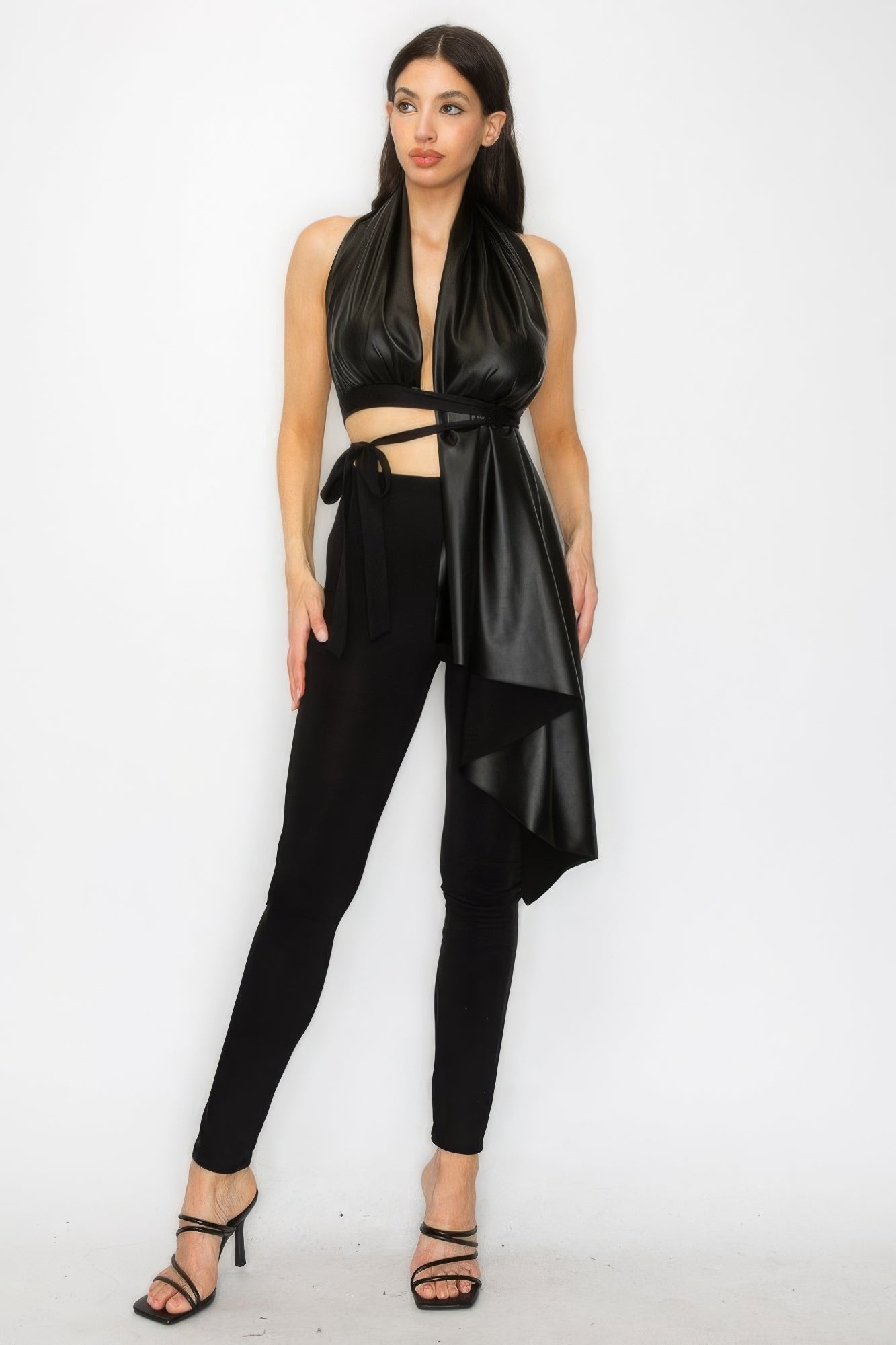 Faux Leather Top Pants Set - Taylor Rouge