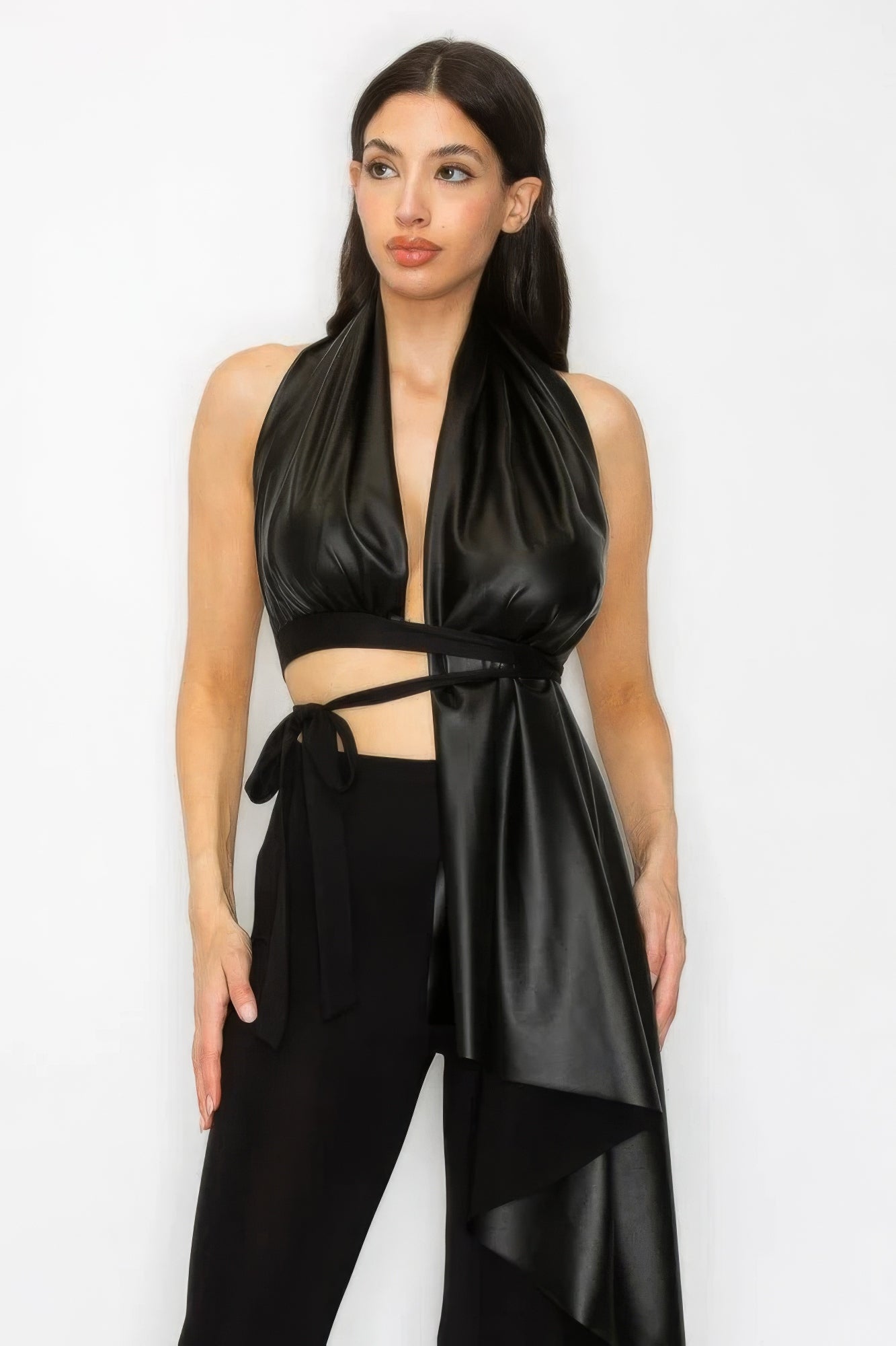 Faux Leather Top Pants Set - Taylor Rouge